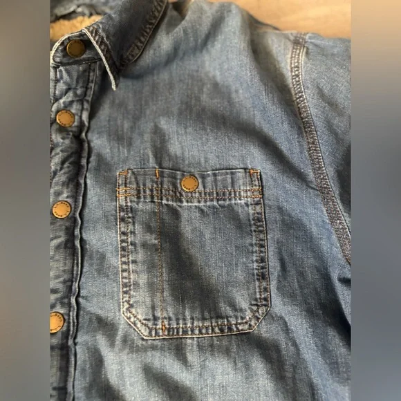 LL Bean Trucker Shacket Men's L-Tall Denim  Sherpa Lined Chore Shacket Farmer Ag - Picture 5 of 13